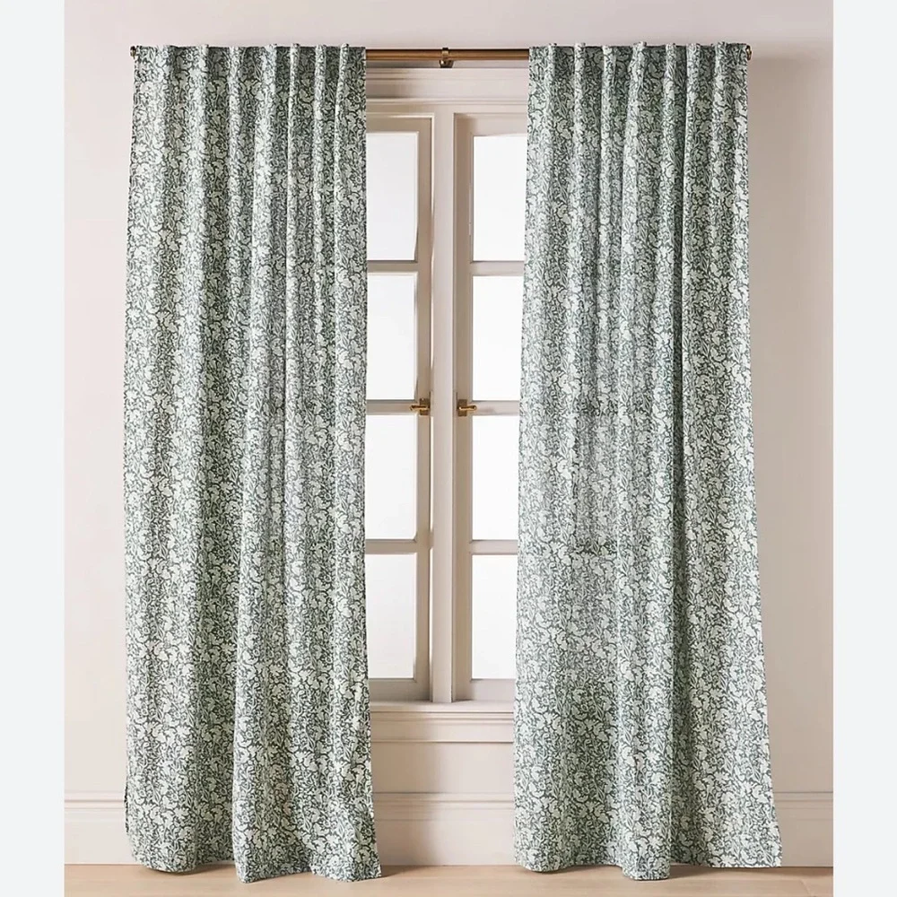 Anthropologie Hyacinth Semi-Sheer Printed Curtain 50x63